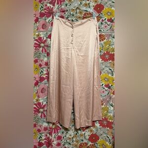 Nanushka Blush Pink Satin Wide Leg Pants